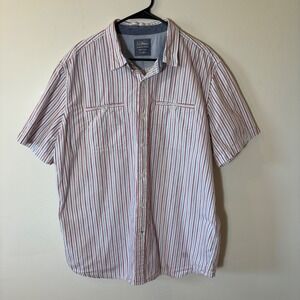 L.L.Bean Mens XL Striped Button Up Shirt Short Sleeve Slightly‎ Fitted Casual